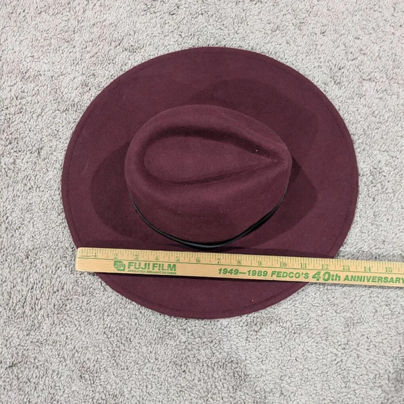 House of Harlow 100% Wool Hat Maroon and Black - Picture 8 of 11